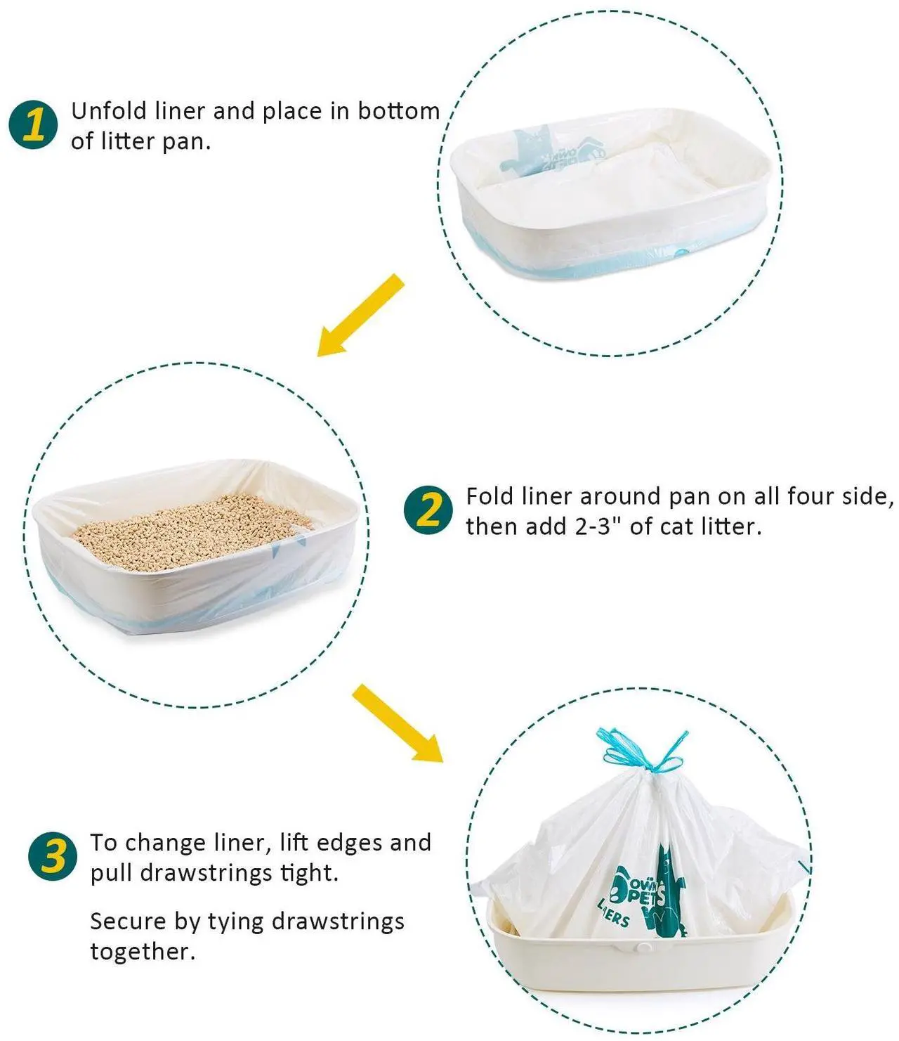 Alt view image 3 of 7 - Ownpets Durable Litter Box Liners, Medium Size 17" x 31"