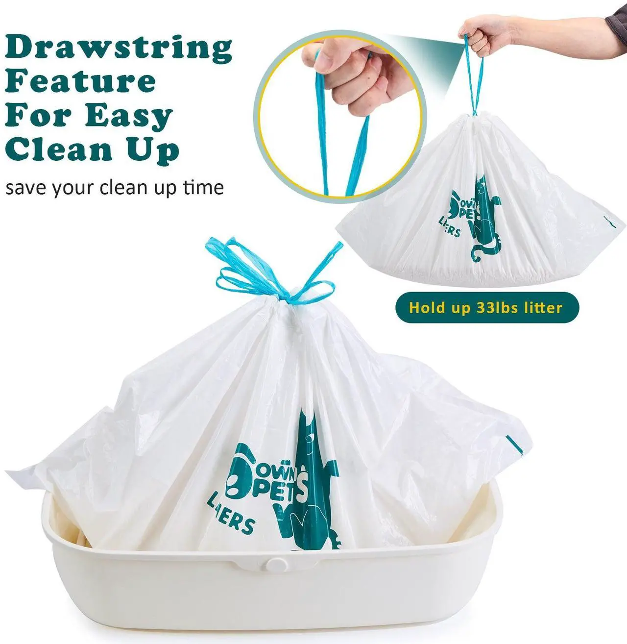 Alt view image 2 of 7 - Ownpets Durable Litter Box Liners, Medium Size 17" x 31"