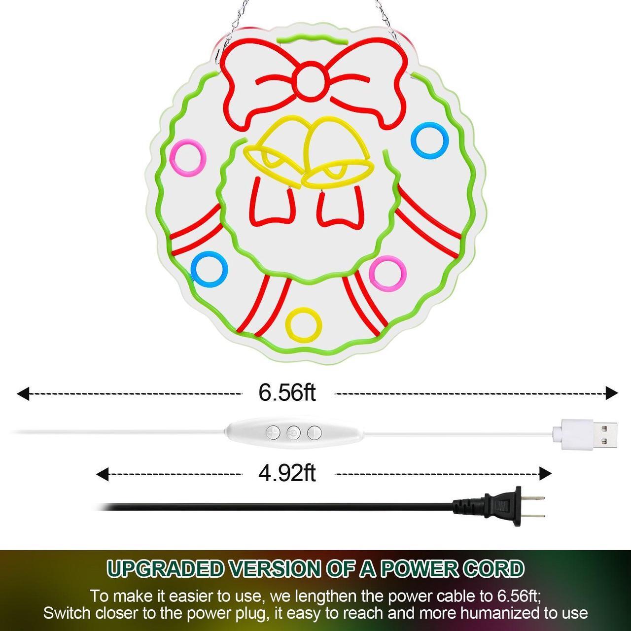 Alt view image 6 of 7 - AGPtEK Christmas Wreath LED Neon Sign