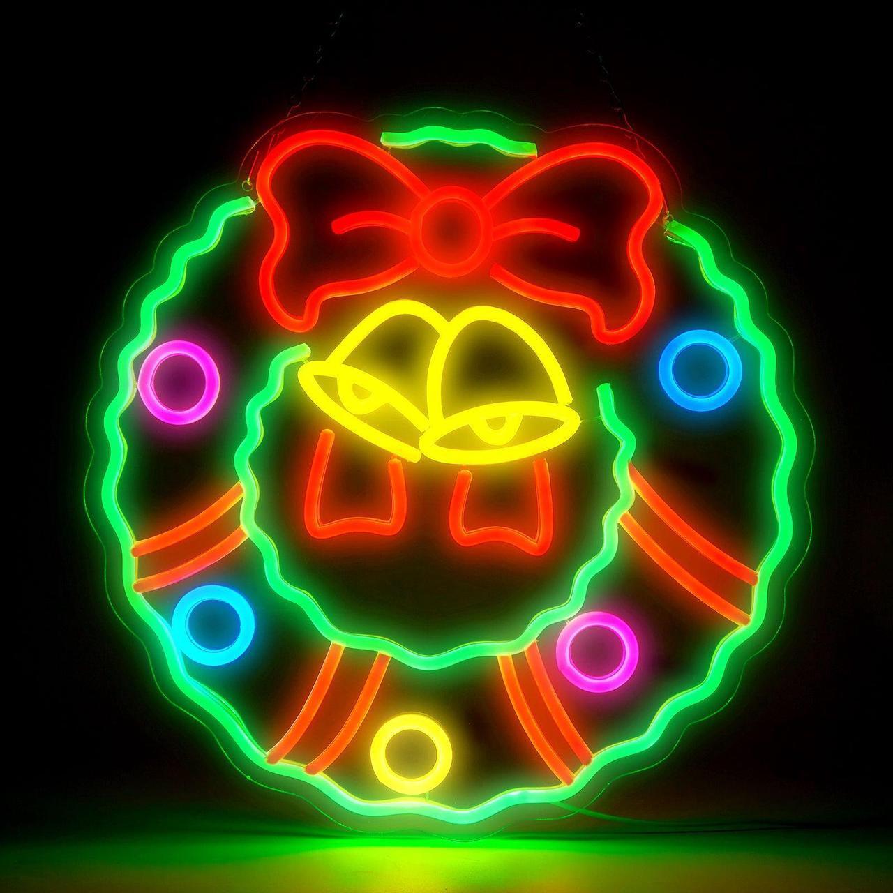 Main image of AGPtEK Christmas Wreath LED Neon Sign