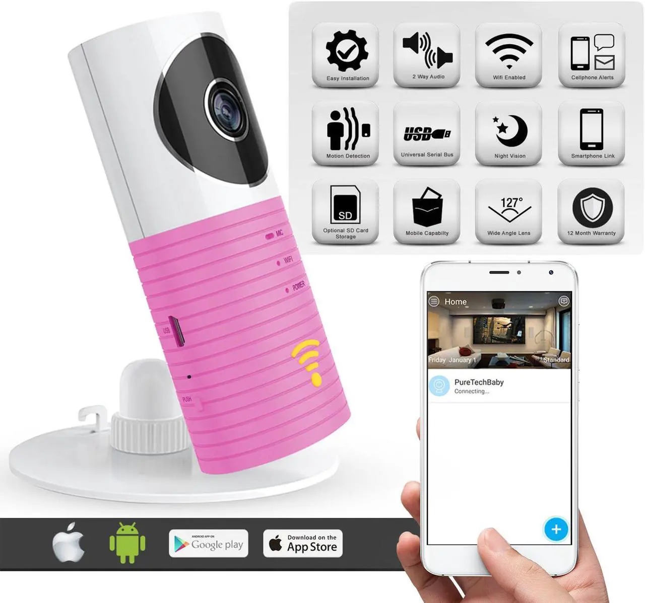 Alt view image 6 of 7 - 1080P HD IP Wireless Smart WiFi CCTV Camera Video Baby Monitor Camera
