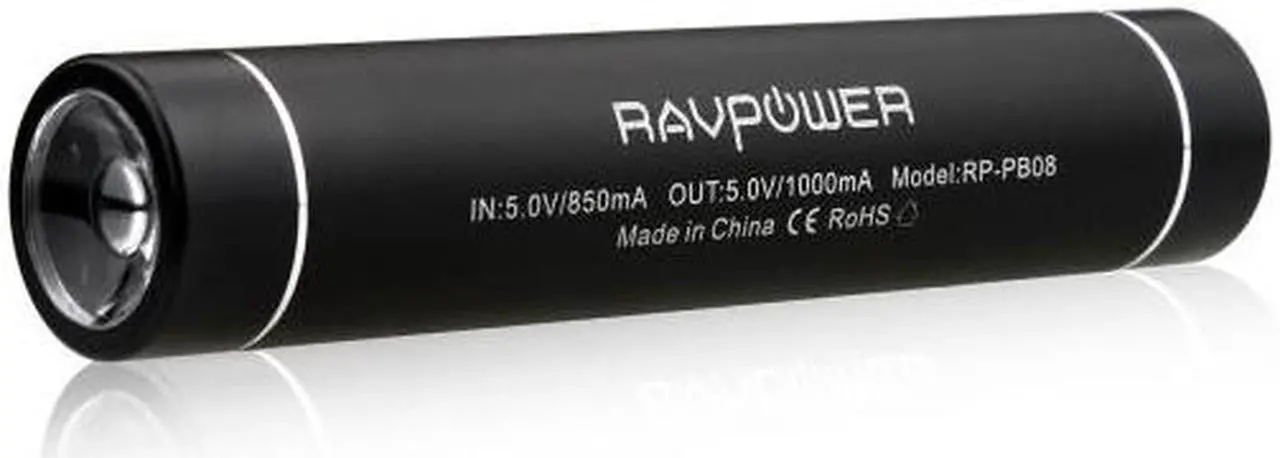 Main image of RAVPower® RP-PB08 Slim Power Bank (2600mAh/1A Output) w/ Built-in Flashlight, for Smartphone&Tablet:iPad 4, iPad Mini, iPhone 5, 4S, 4G;Samsung Galaxy Note 2, S3, S2;Lumia 920 and other Mobile Devices