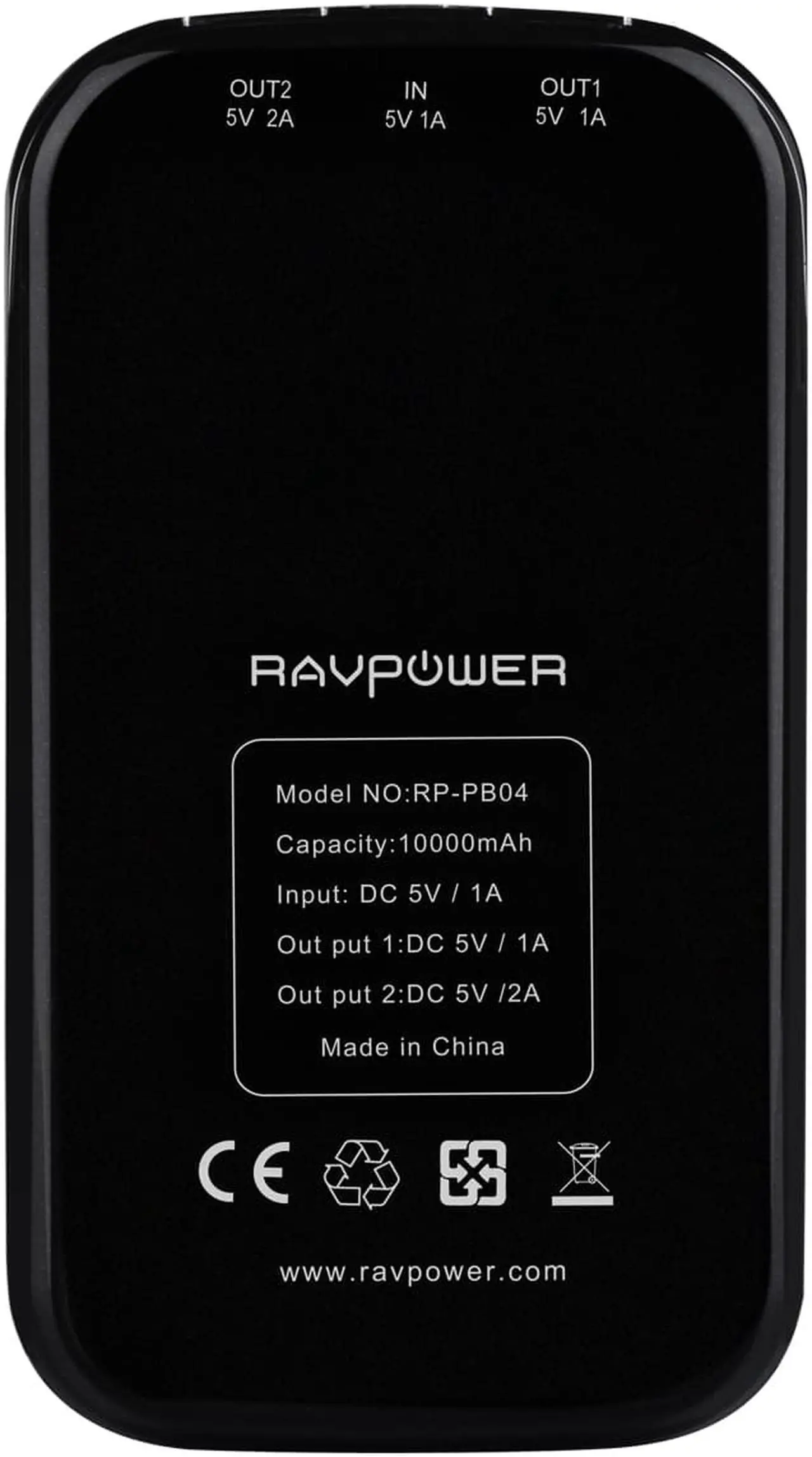 Alt view image 4 of 5 - RAVPower RP-PB04 10000mAh 3A Lithium Polymer External Battery Power Bank for iPad, iPhone, Samsung Galaxy, Note, HTC One (M8), Google Nexus, Moto X and other Mobile Devices