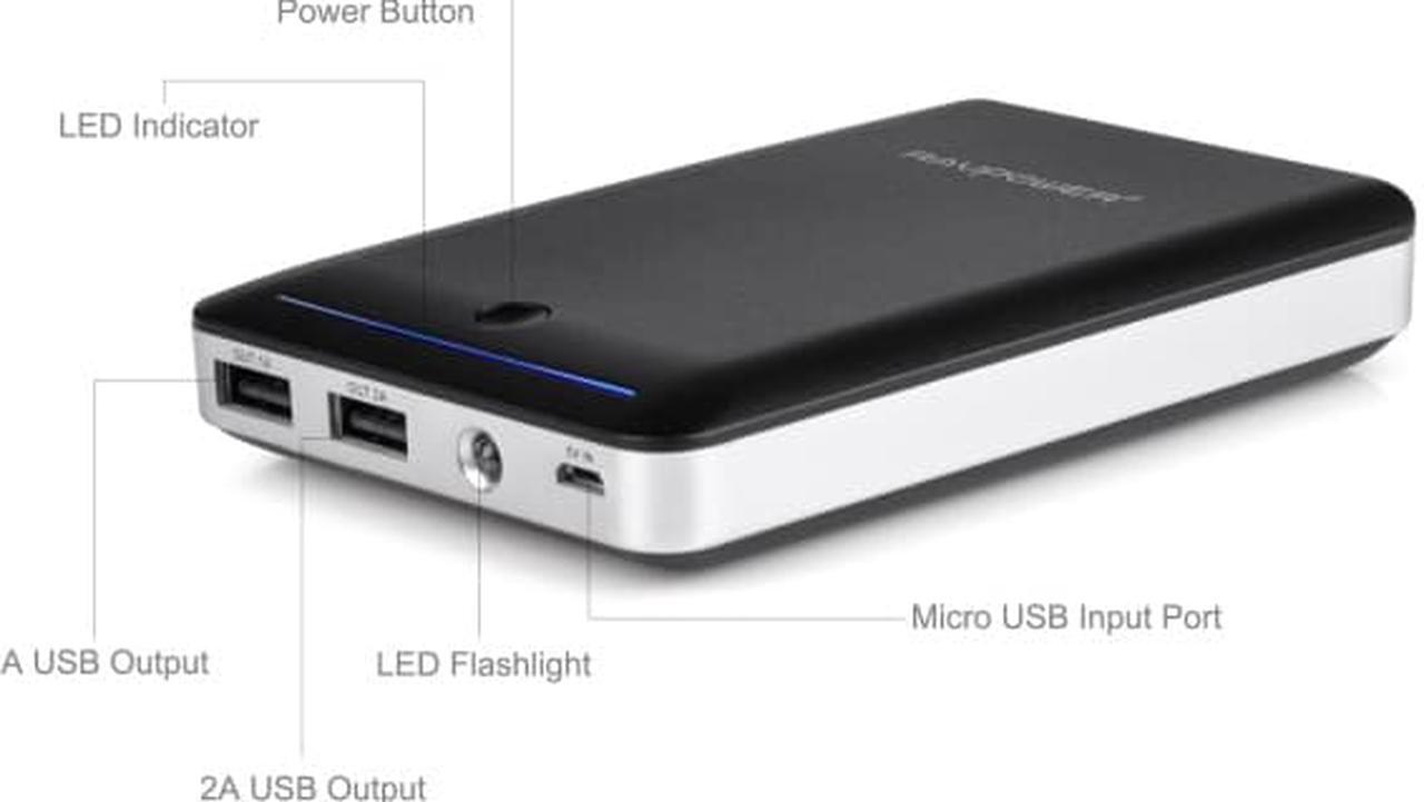 Alt view image 2 of 7 - RAVPower Deluxe 8400mAh Power Bank External Battery Pack Charger for Apple iPad 4, 3, mini, iPhone 5, 4S; Samsung Galaxy S4, S3, Note 2; Lumia 1020, 920, Nexus 4, 7, Moto X and other Mobile Device