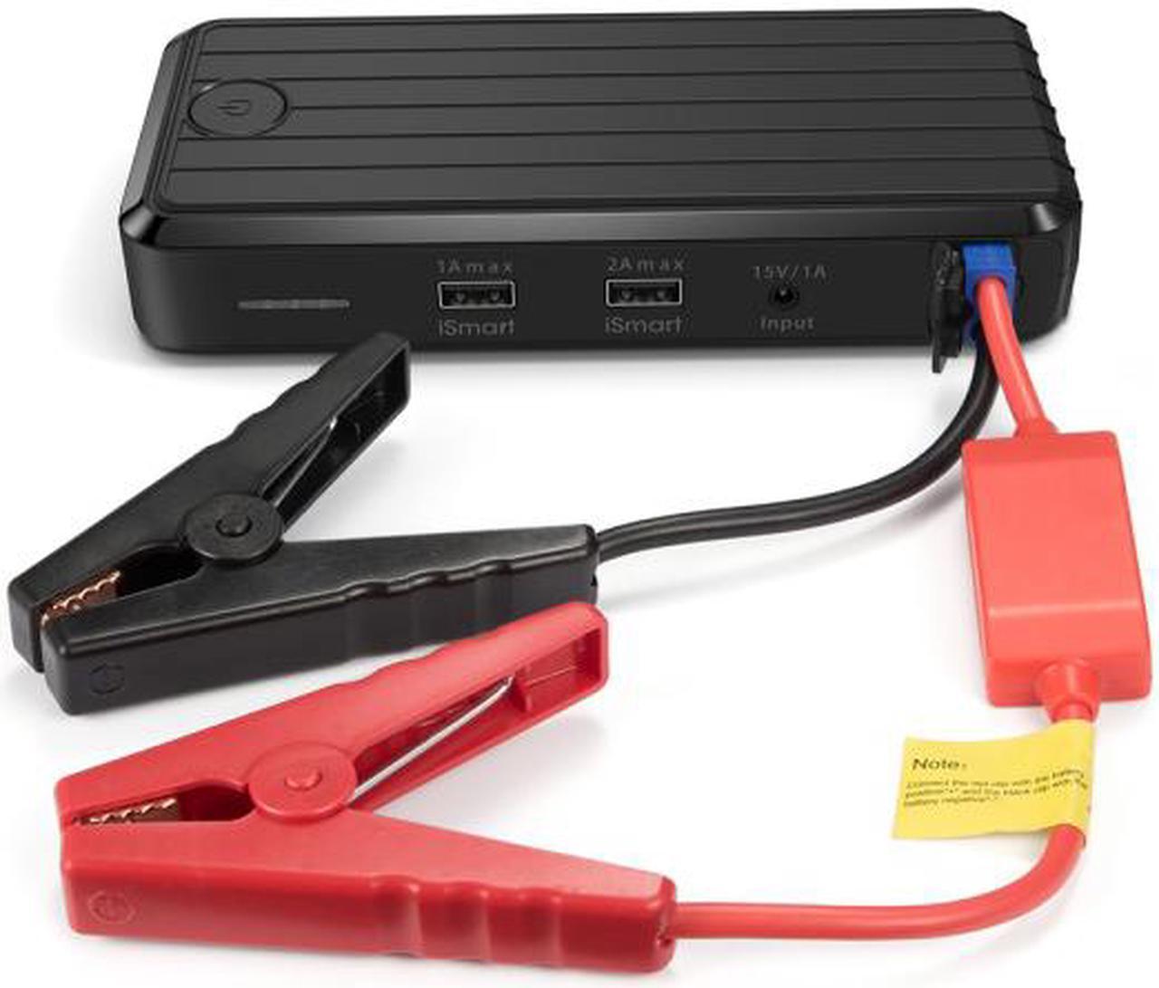 Main image of RAVPower Portable Car Jump Starter Power Bank w/12,000 mAh Capacity 500 Amp Boost, 1A & 2A iSmart USB Charging Ports, LED Light & Strobe