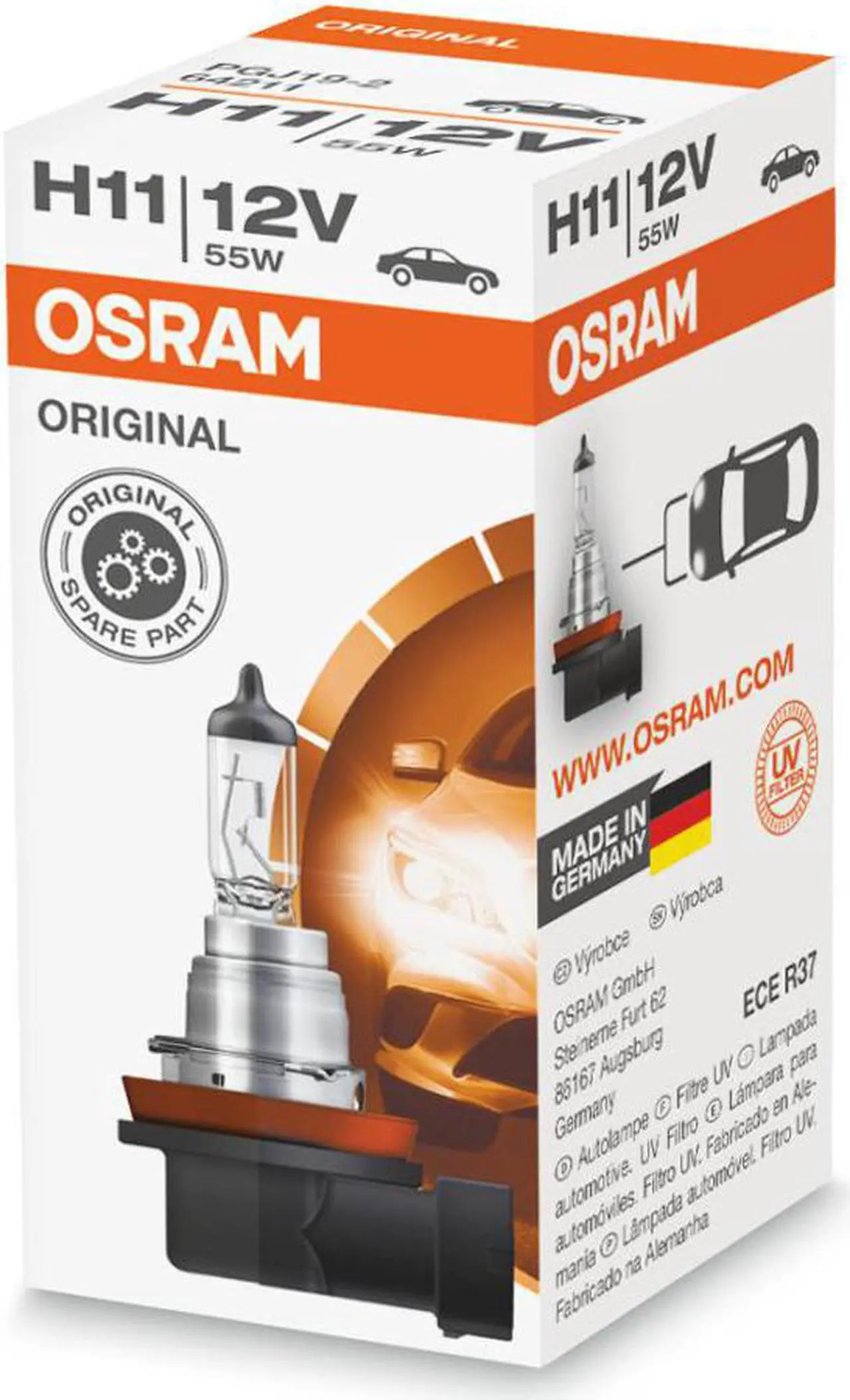 Alt view image 3 of 5 - Osram H11 Original Standard OEM 64211L Bulb (Pack of 1)