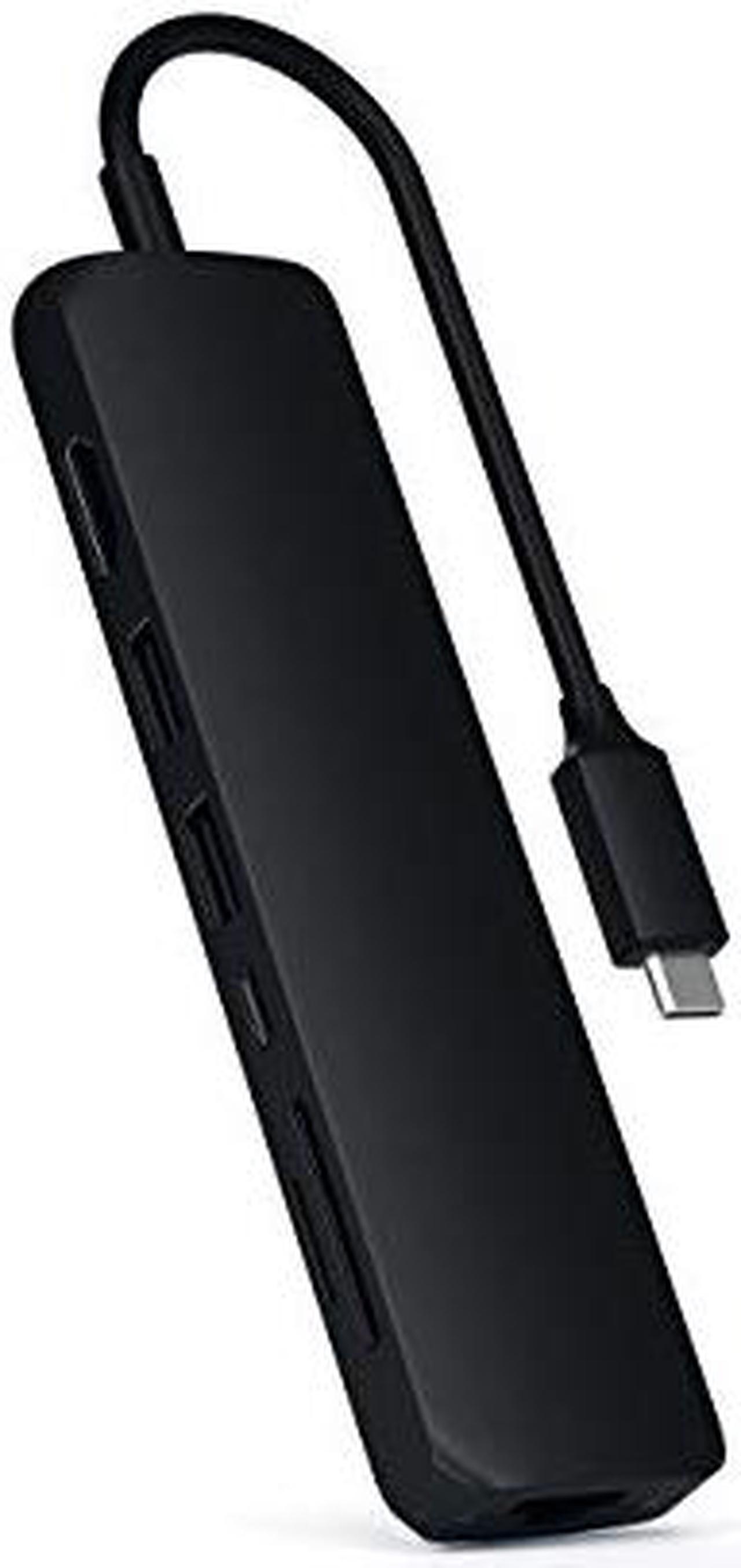 Satechi USB-C Slim Multi-Port with Ethernet Adapter - 4K HDMI, Gigabit Ethernet, USB-C PD Charging - Compatible with 2020/2019 MacBook Pro, 2020/2018 iPad Pro, Google Pixelbook Go (Black)