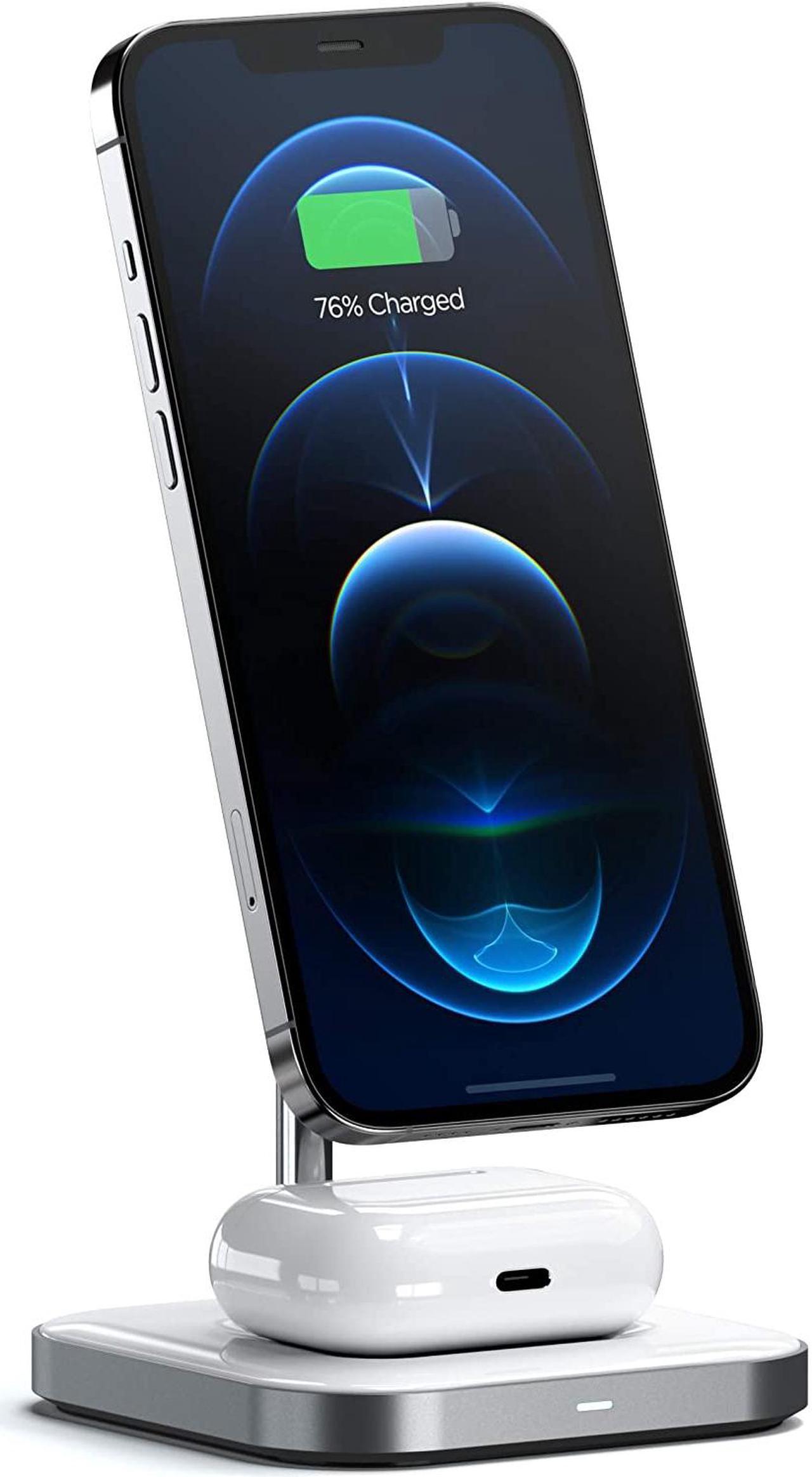 Main image of Satechi Aluminum 2-in-1 Magnetic Wireless Charging Stand – Compatible with iPhone 12 Pro Max/12 Pro/12 Mini/12 with MagSafe, AirPods Pro