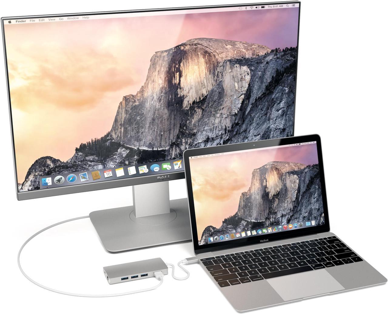 Alt view image 5 of 5 - Satechi Aluminum Multi-Port Adapter V2 - 4K HDMI (30Hz), Gbit Ethernet, USB-C Pass-Through, SD/Micro Card Readers, USB 3.0 - Compatible with 2020/2019/2018 MacBook Pro/MacBook Air/iPad Pro  (Silver)