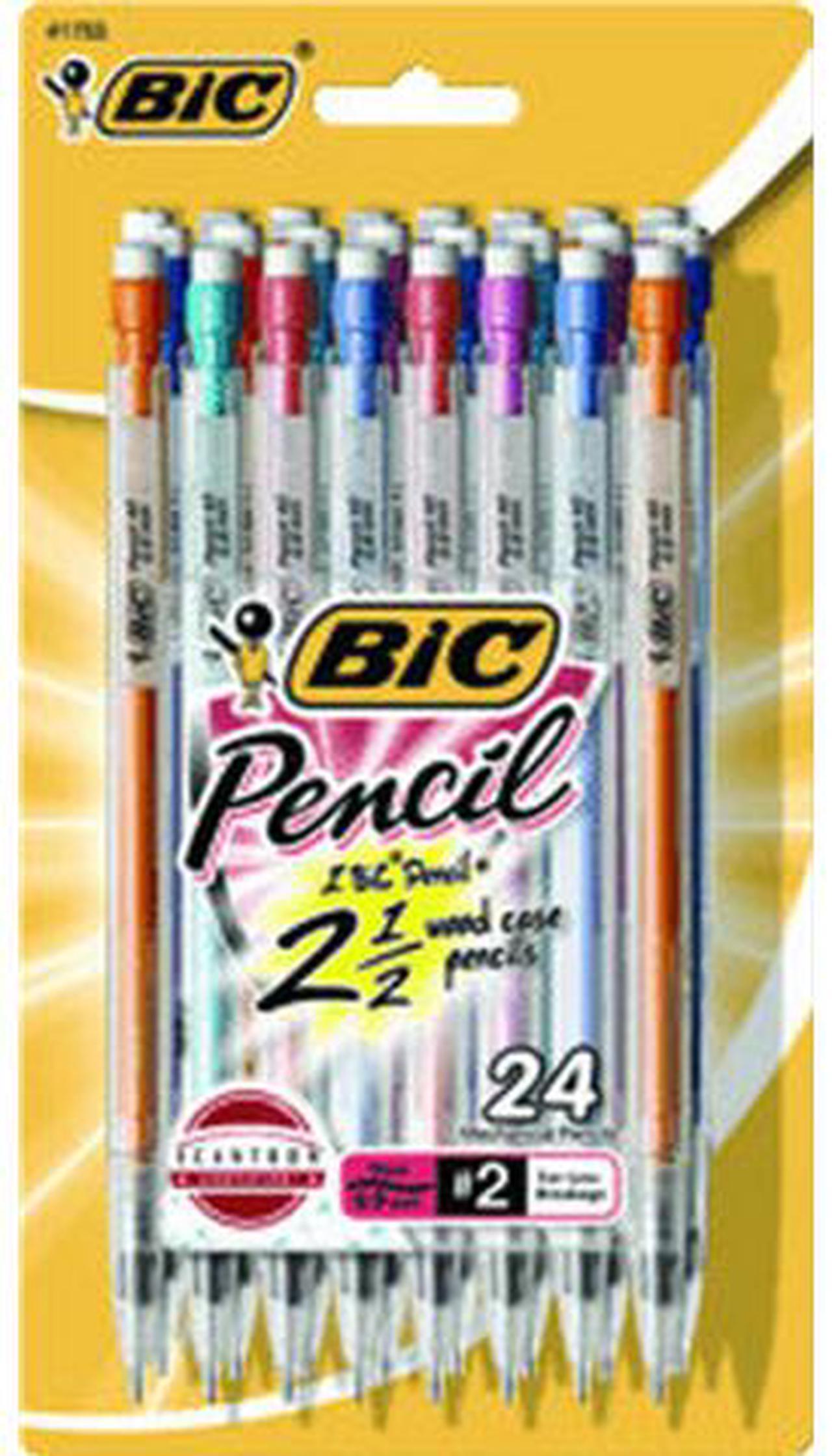 Main image of BIC MPLWP241 Mechanical Pencil With Pocket Clip #2 Pencil Grade - 0.9 mm - Assorted Lead - Assorted Barrel - 24 / Pack