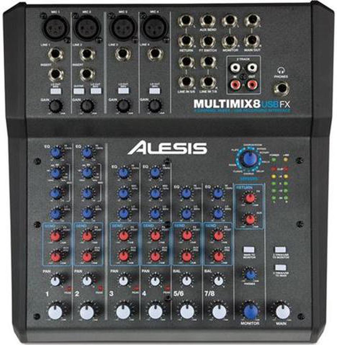 Alt view image 2 of 10 - Alesis MultiMix-8-USB-FX 8 CH Mixer W/ Effects/USB PA or Recording Mixer with Computer IO