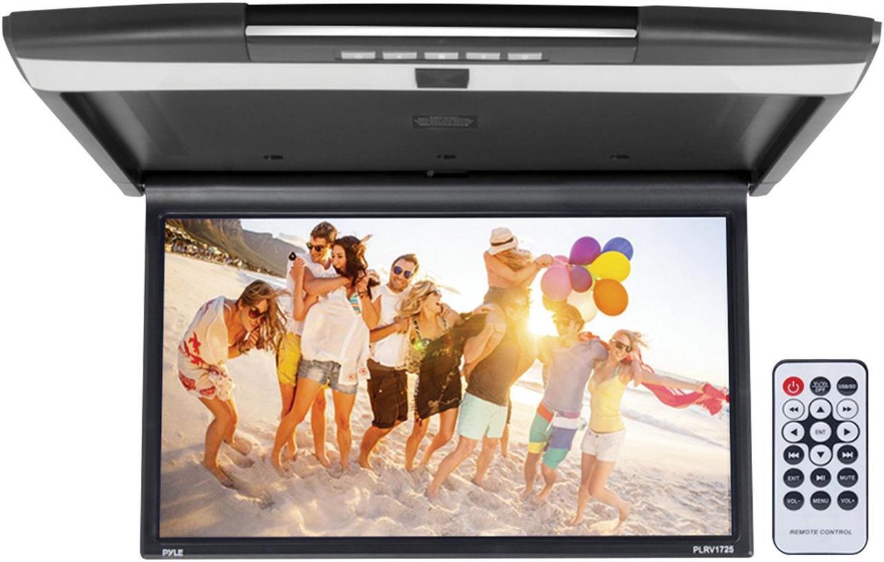 Alt view image 8 of 8 - Car Overhead Monitor Screen Display - 17.3 inch. LCD Vehicle Flip Down Roof Mount Console - HDMI TV Player Control Panel w/Built-in IR Transmitter for Wireless IR Headphone - Pyle PLRV1725