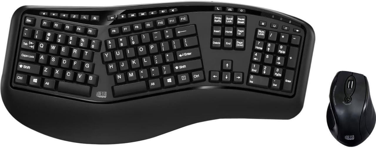 Alt view image 2 of 3 - Adesso WKB-1500GB Tru-Form Media 1500 - Wireless Ergonomic Keyboard and Laser Mouse