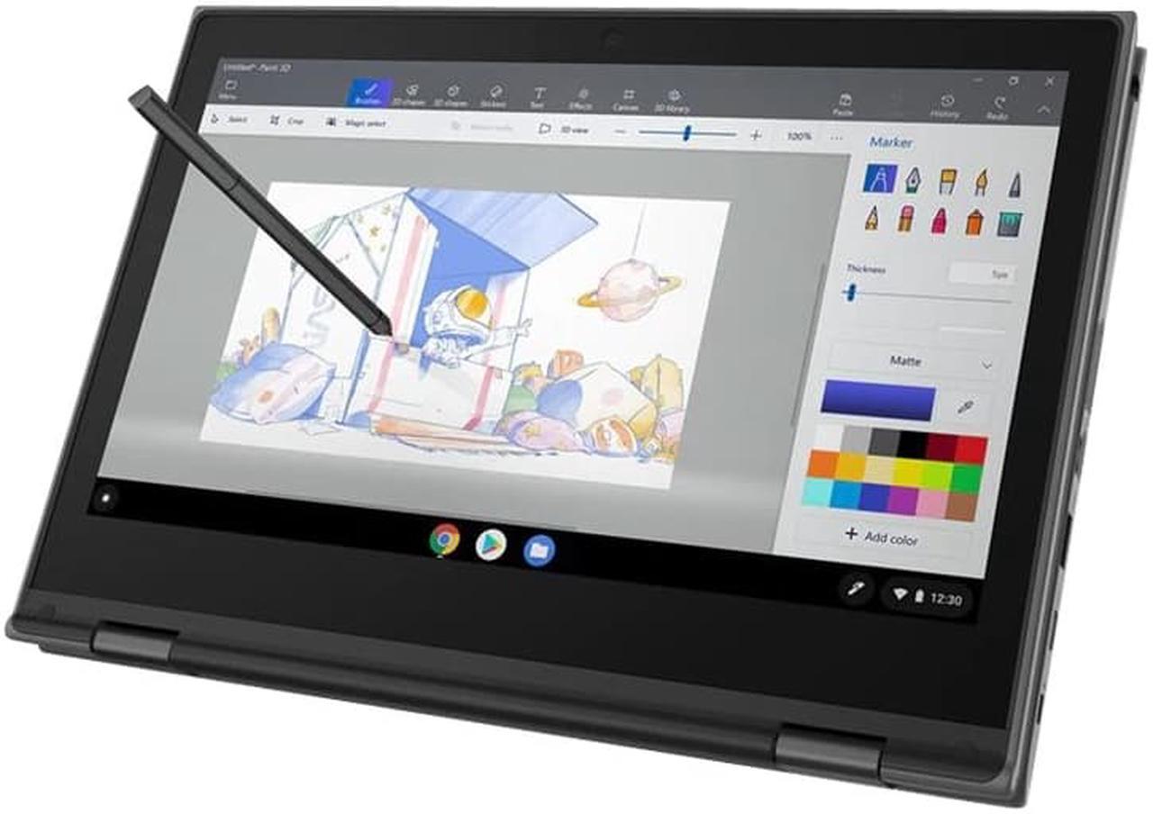 Alt view image 4 of 11 - Lenovo 500e Chromebook 2nd Gen 81MC004WUS 11.6" Touchscreen 2 in 1 Chromebook - HD - 1366 x 768 - Intel Celeron N4120 Quad-core (4 Core) 1.10 GHz - 4 GB RAM - 32 GB Flash Memory - Gray