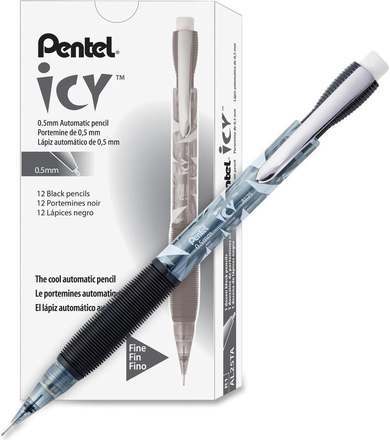 Alt view image 9 of 16 - Pentel Icy Mechanical Pencil .5mm Trans Smoke Dozen AL25TA