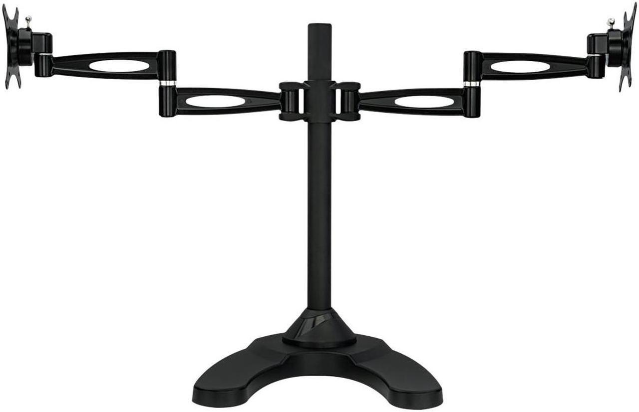 Alt view image 8 of 8 - mountit! free standing dual monitor stand | double arm desk mount fits two x 21 24 27 inch computer screens | 2 heavy duty full motion adjustable arms | vesa 75 100 compatible | grommet base included