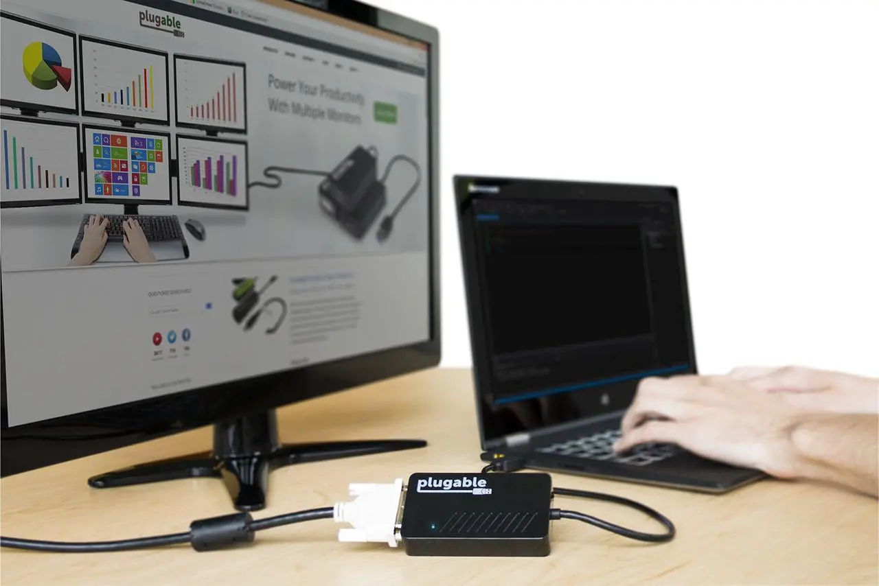 Alt view image 6 of 8 - Plugable USB 3.0 to DVI/VGA/HDMI Video Graphics Adapter for Multiple Monitors up to 2048x1152 Supports Windows 10, 8.1, 7, XP, and Mac 10.14+
