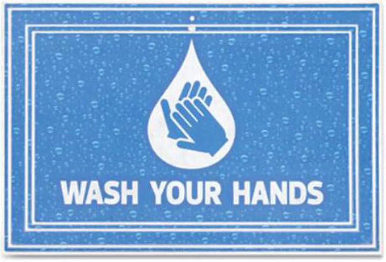Alt view image 4 of 6 - Message Floor Mats, 24 x 36, Blue, "Wash Your Hands" 3984528822X3