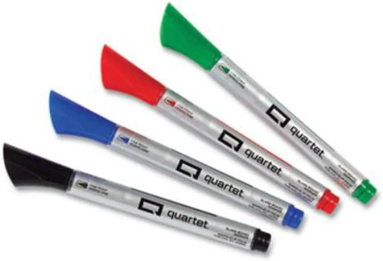 Alt view image 7 of 14 - Quartet Glass Board Dry Erase Marker, Fine Bullet Tip, Assorted, 4/PK (QRT79555)