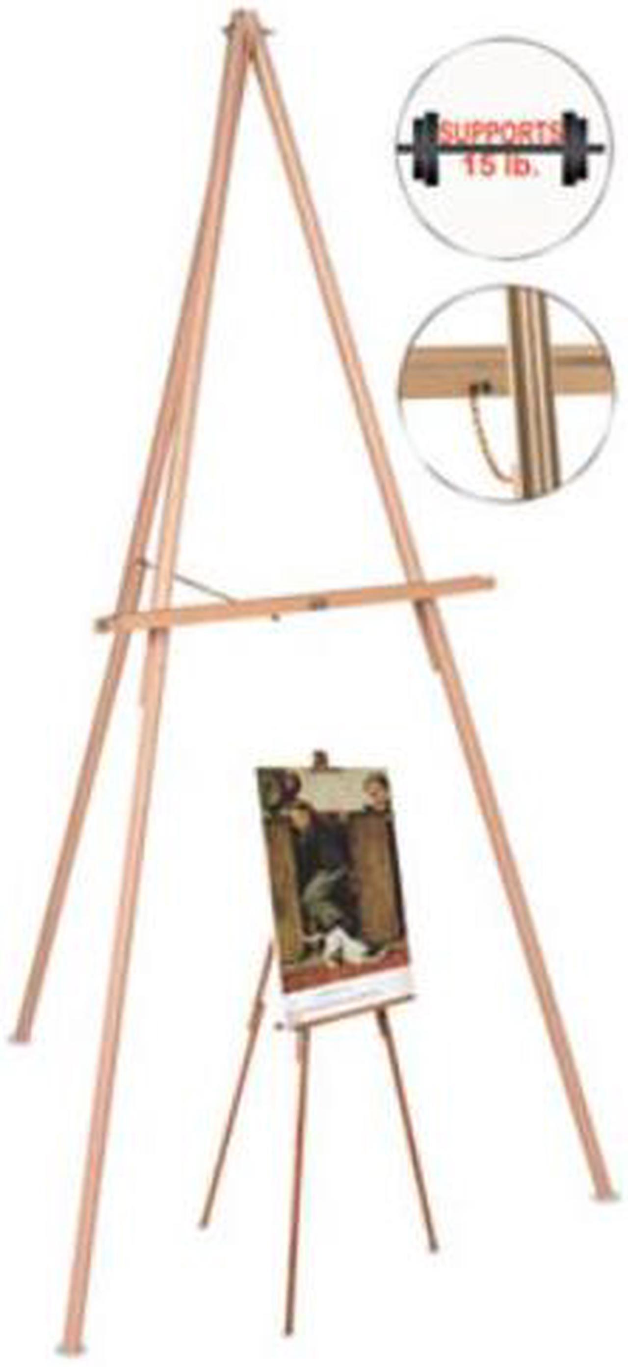 Alt view image 9 of 11 - MasterVision Oak Display Tripod Easel 60" Wood/Brass FLX06203MV