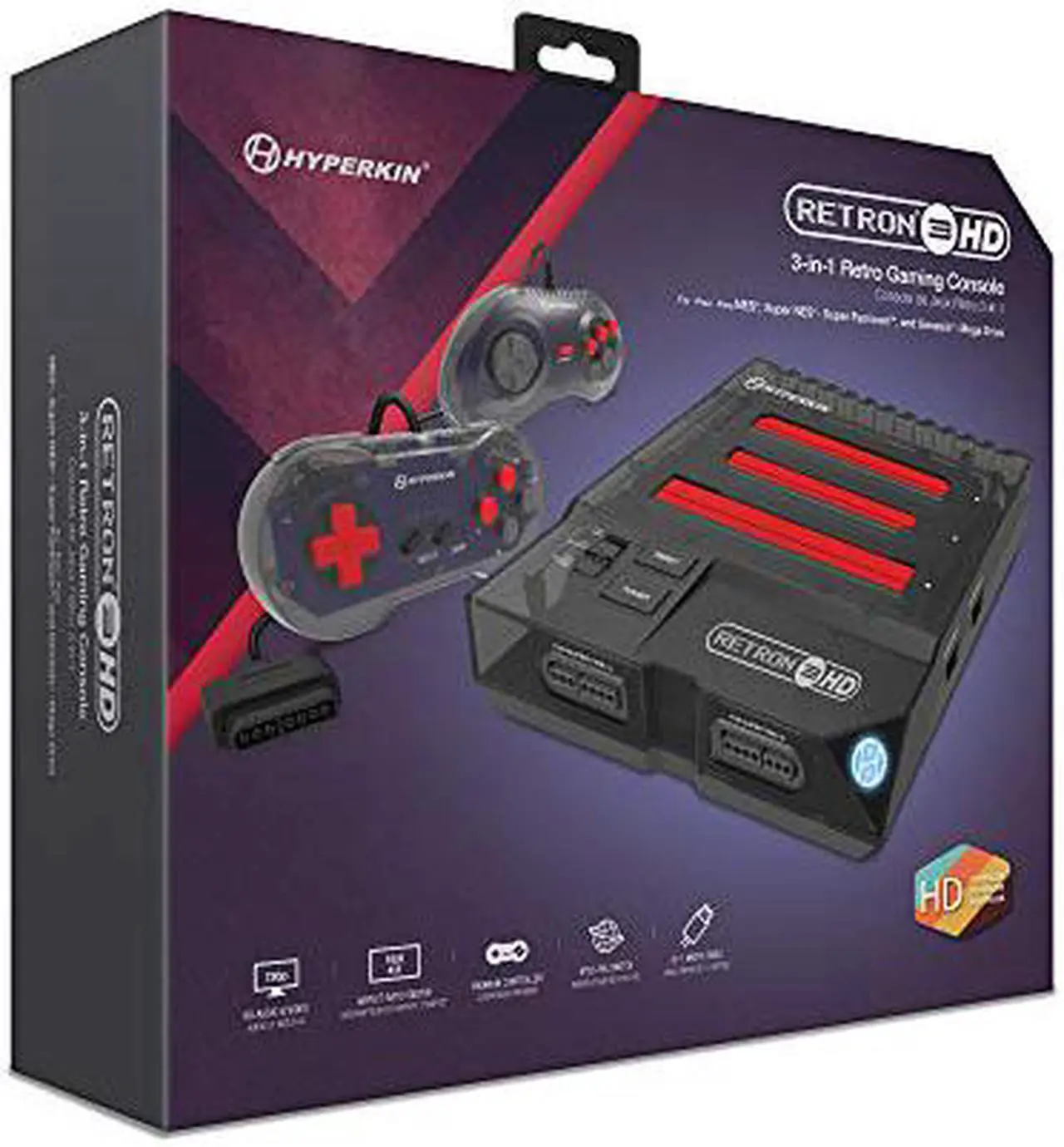 Alt view image 15 of 17 - Hyperkin RetroN 3 HD 3-in-1 Retro Gaming Console for NES, Super Famicom, and Genesis/ Mega Drive (Space Black) - Sega Ge