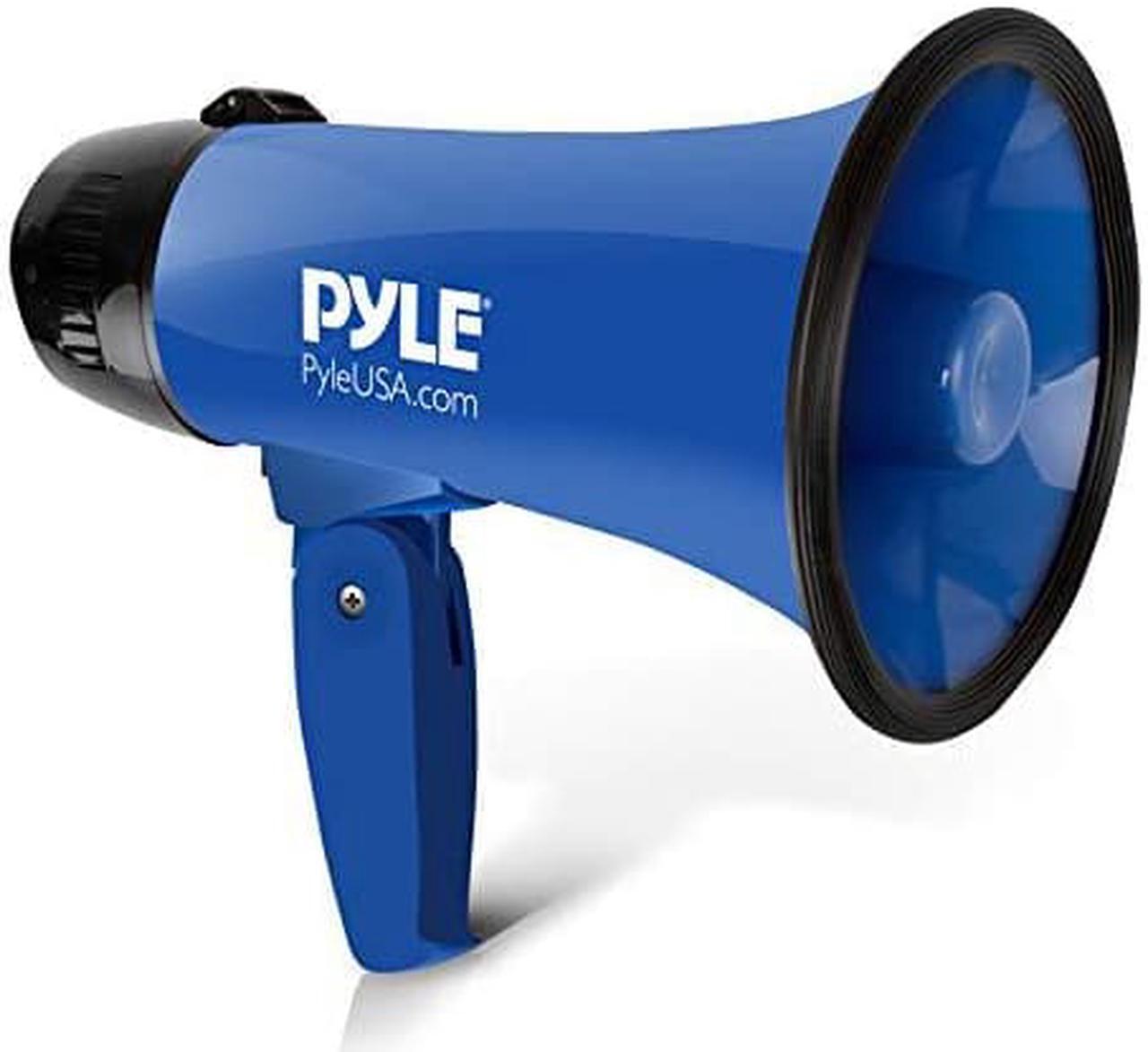 Alt view image 7 of 9 - pyle pmp21bl portable megaphone speaker siren bullhorn  compact and battery operated with 20 watt power, microphone, 2 modes, pa sound and foldable handle for cheerleading and police use, blue