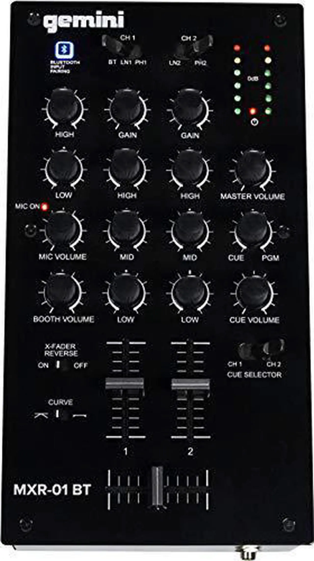 Alt view image 16 of 20 - Gemini MXR-01BT 2-Channel Professional DJ Mixer with Wireless Bluetooth