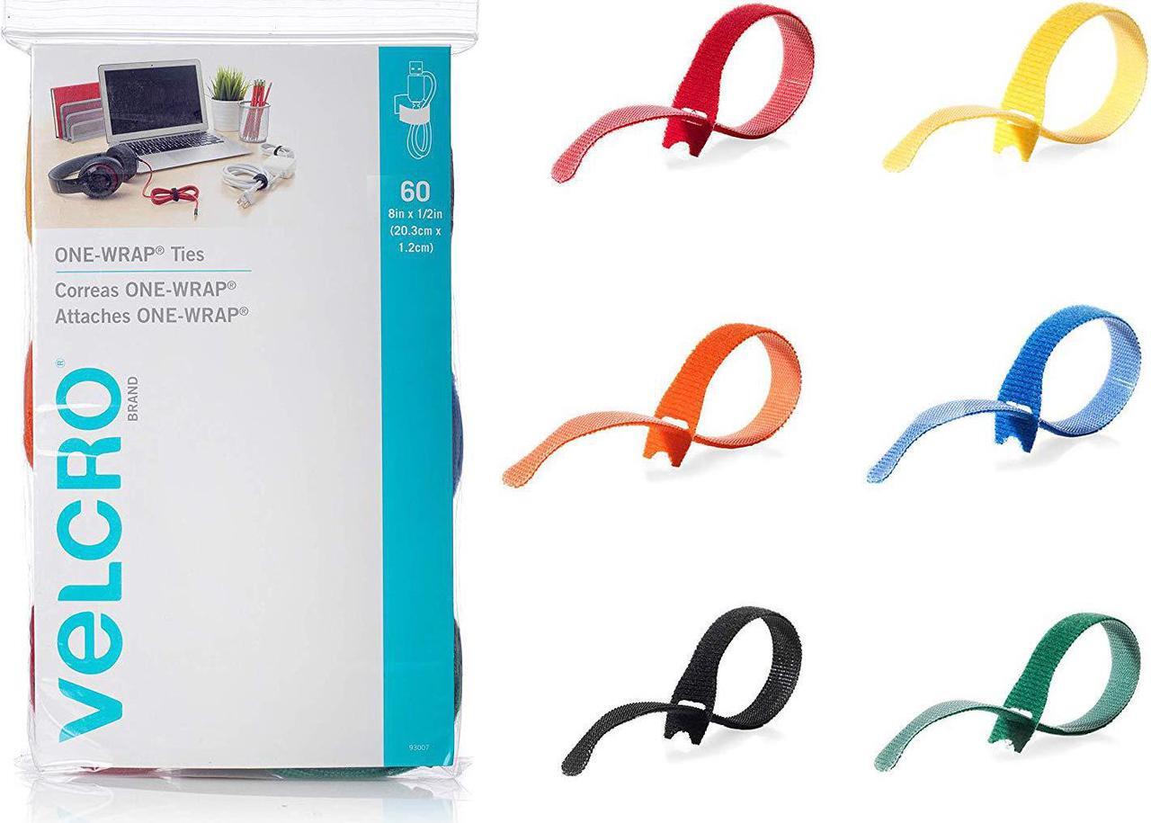 Alt view image 3 of 4 - velcro brand one-wrap cable ties | 60pk | 8 x 1/2" straps, multicolor | strong reusable wire management | cord bundling for home office and data centers