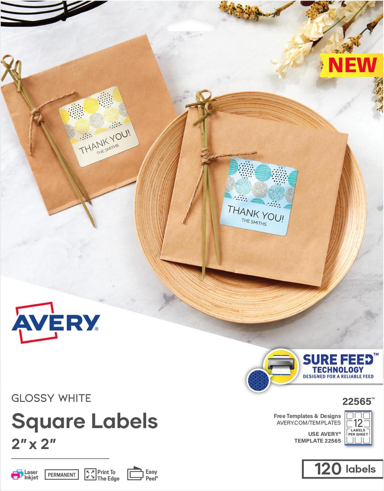 Alt view image 4 of 8 - Avery Printable Blank Square Labels, 2" x 2", Glossy White, 120 Customizable Labels (22565)