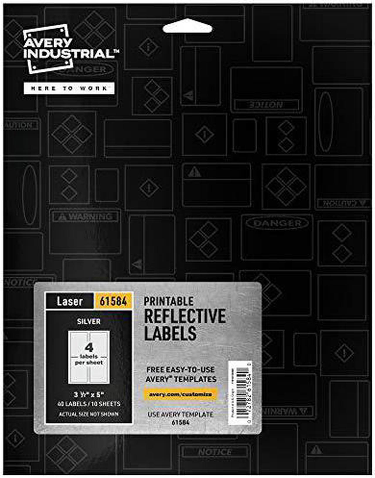 Avery Reflective Labels, 3.5" x 5" Silver Reflective Sign Labels, Laser Printable, 40 Labels (61584)