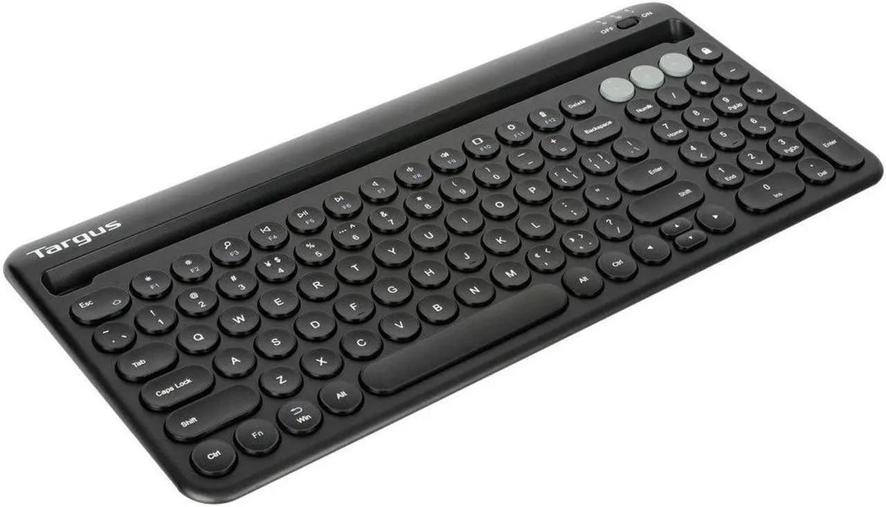 Main image of Targus Multi-Device Bluetooth Antimicrobial Keyboard With Tablet/Phone Cradle - Wireless Connectivity - Bluetooth - English (US) - MAC, Tablet, Smartphone - PC, Mac - AKB867US