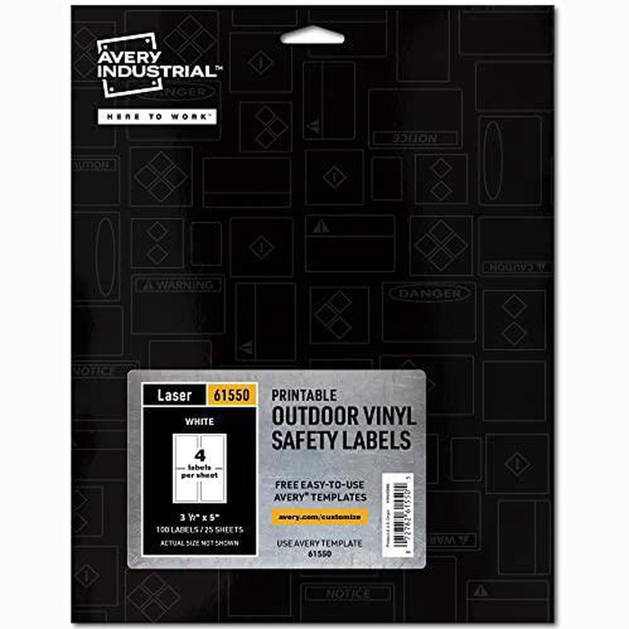 Alt view image 4 of 7 - Avery Industrial Adhesive Vinyl Labels, 100ct, 3.5" x 5", White, Durable for Outdoors, Laser Printable (61550)