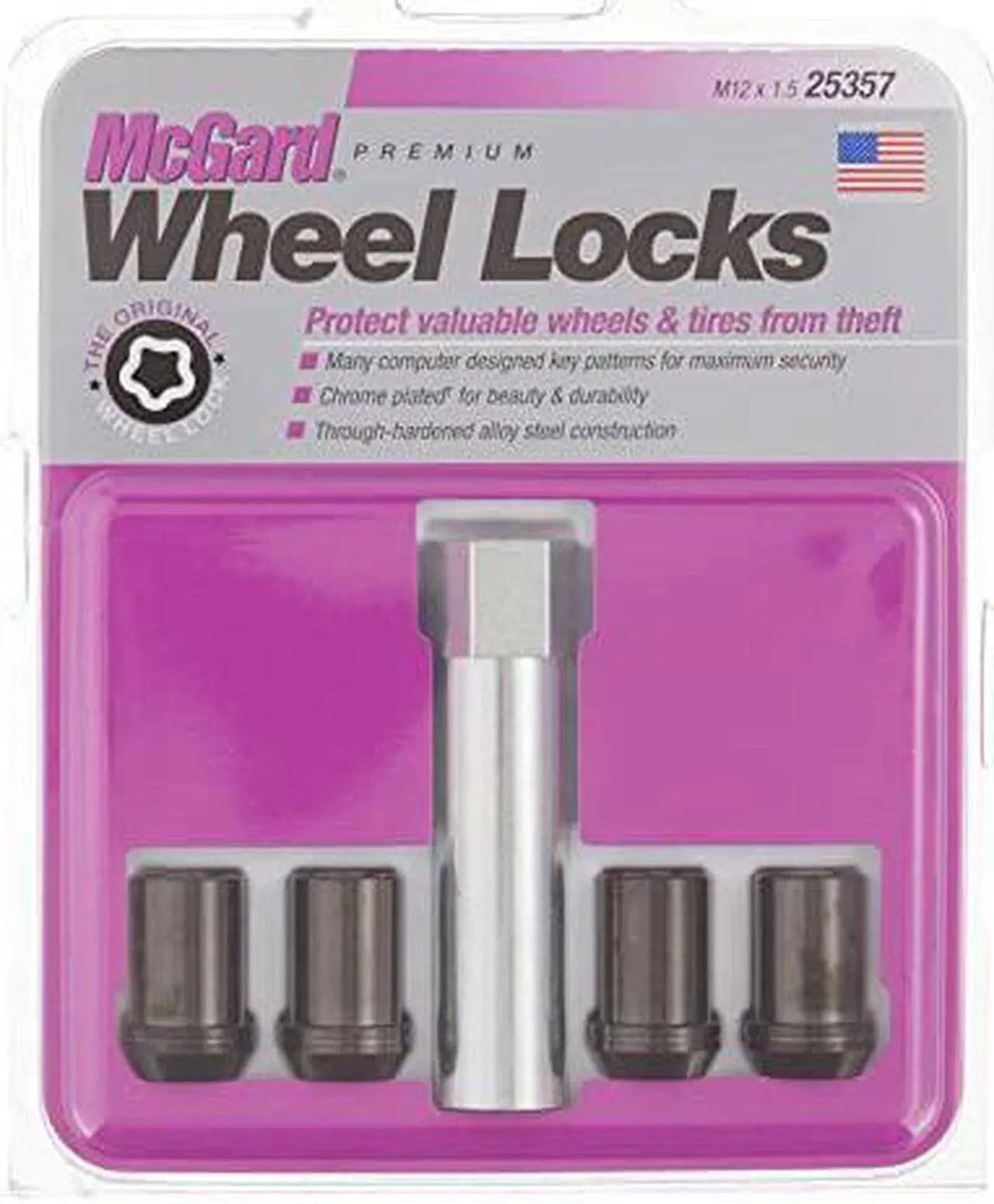 Alt view image 12 of 15 - McGard 25357 Wheel Lock Set - 7/8" Hex x M12 x 1.5" Thread - Black/Chrome