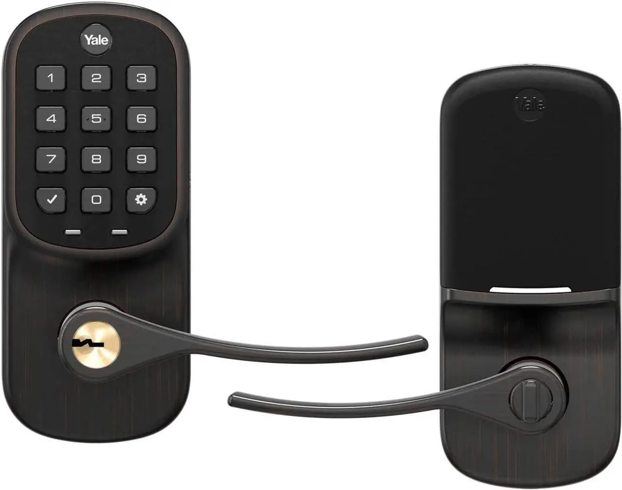 Alt view image 2 of 5 - Yale Assure Lever, Touchscreen Keypad Door Lever (for doors with no deadbolt) - Keyless entry with pin code unlocking and one-touch or Auto-Locking - Oil Rubbed Bronze