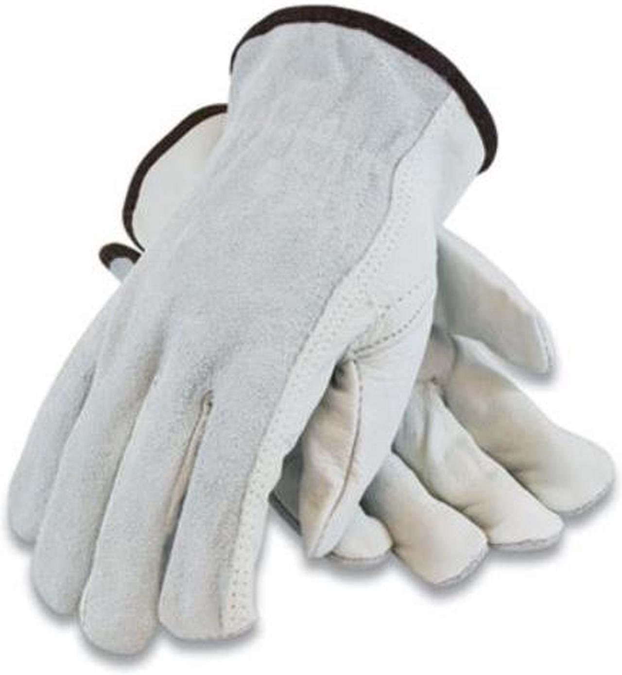 Alt view image 2 of 7 - Top-Grain Leather Drivers Gloves with Shoulder-Split Cowhide Leather Back Small Gray 68161SBS