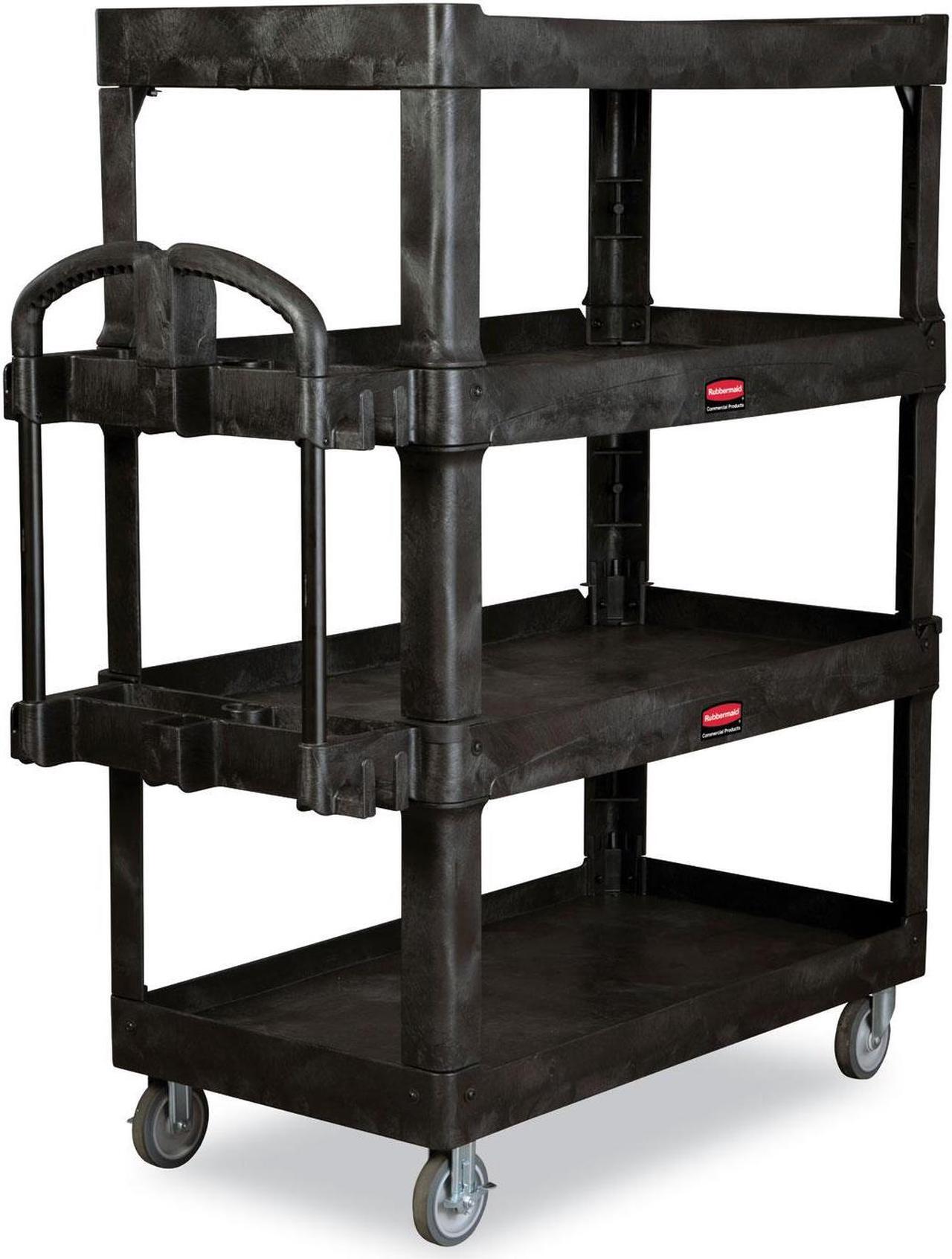 Main image of Rubbermaid Commercial Products 2-Shelf Utility/Service Cart, Medium, Lipped Shelves, Ergonomic Handle, 500 lbs. Capacity, for Warehouse/Garage/Cleaning/Manufacturing (FG452088BlA)