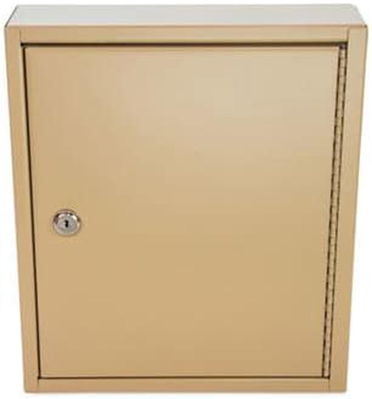 Alt view image 2 of 2 - Key Lockable Key Cabinet 60-Key Metal Sand 10.63 x 3 x 12.13 500131
