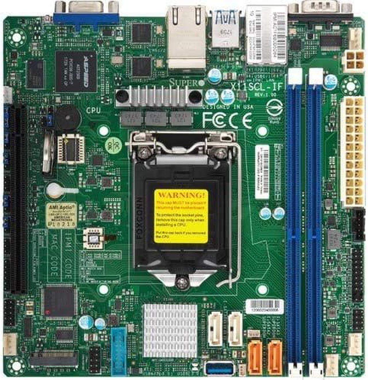 Alt view image 3 of 7 - Supermicro X11SCL-IF Server Motherboard - Intel Chipset - Socket H4 LGA-1151-64 GB DDR4 SDRAM Maximum RAM - DIMM, UDIMM - 2 x Memory Slots - Gigabit Ethernet - 2 x USB 3.1 Port - 2 x RJ-45-4 x SAT