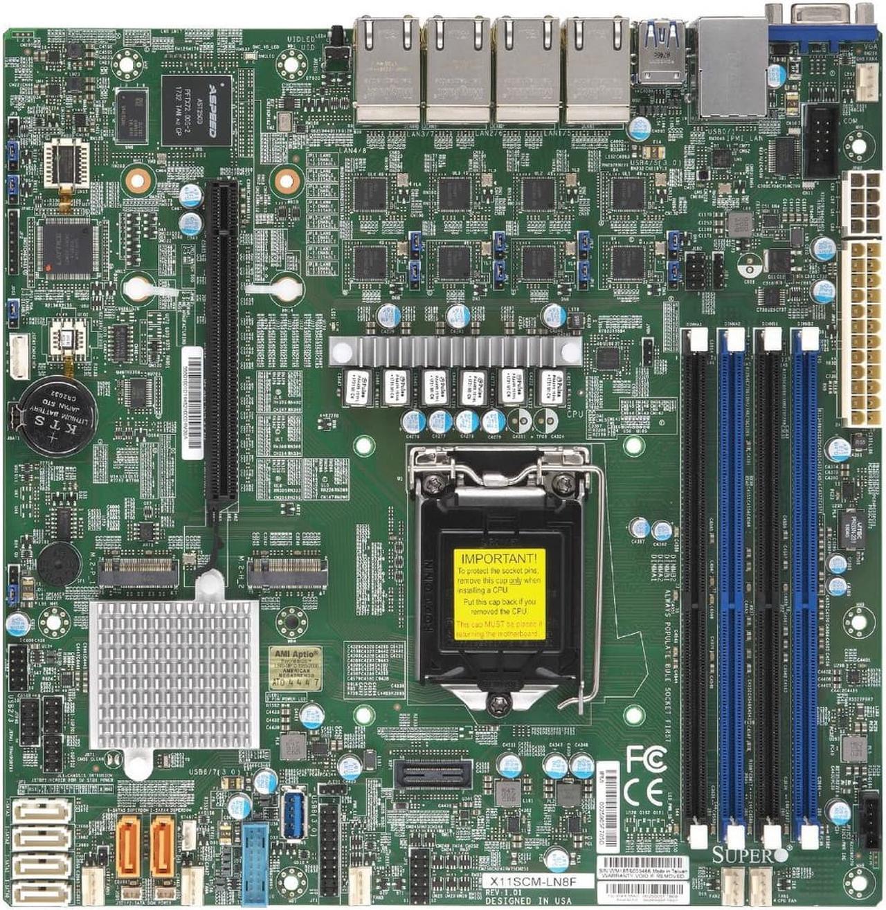 Alt view image 5 of 5 - SuperMicro X11SCM Intel C246 Chipset DDR4 Socket H4 LGA-1151 microATX Motherboard X11SCM-LN8F