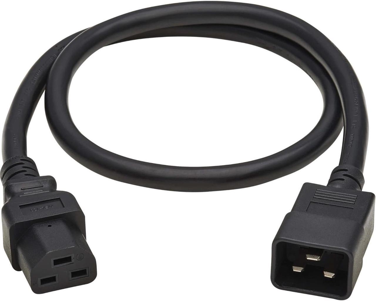 Tripp Lite Power Cord, C20 to C21 - Heavy-Duty, 20A, 250V, 12 AWG, 3 ft. (0.91 m), Black - For Network Switch, PDU, UPS, Router - 250 V AC20 A - Black - 3 ft Cord Length - North America