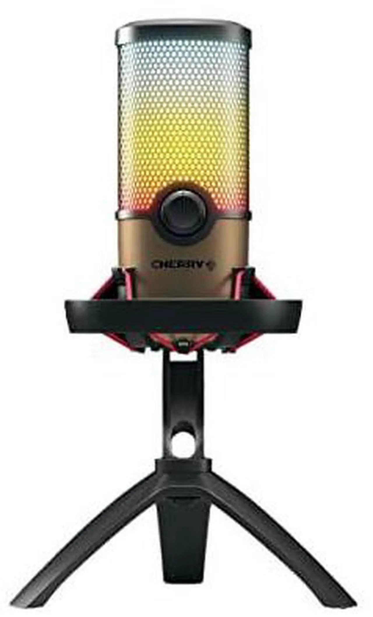 Main image of CHERRY UM 9.0 PRO RGB Wired Microphone - Black, Copper - 8.20 ft - Stereo - 20 Hz to 20 kHz - Cardioid, Bi-directional, Omni-directional - Stand Mountable - USB 2.0
