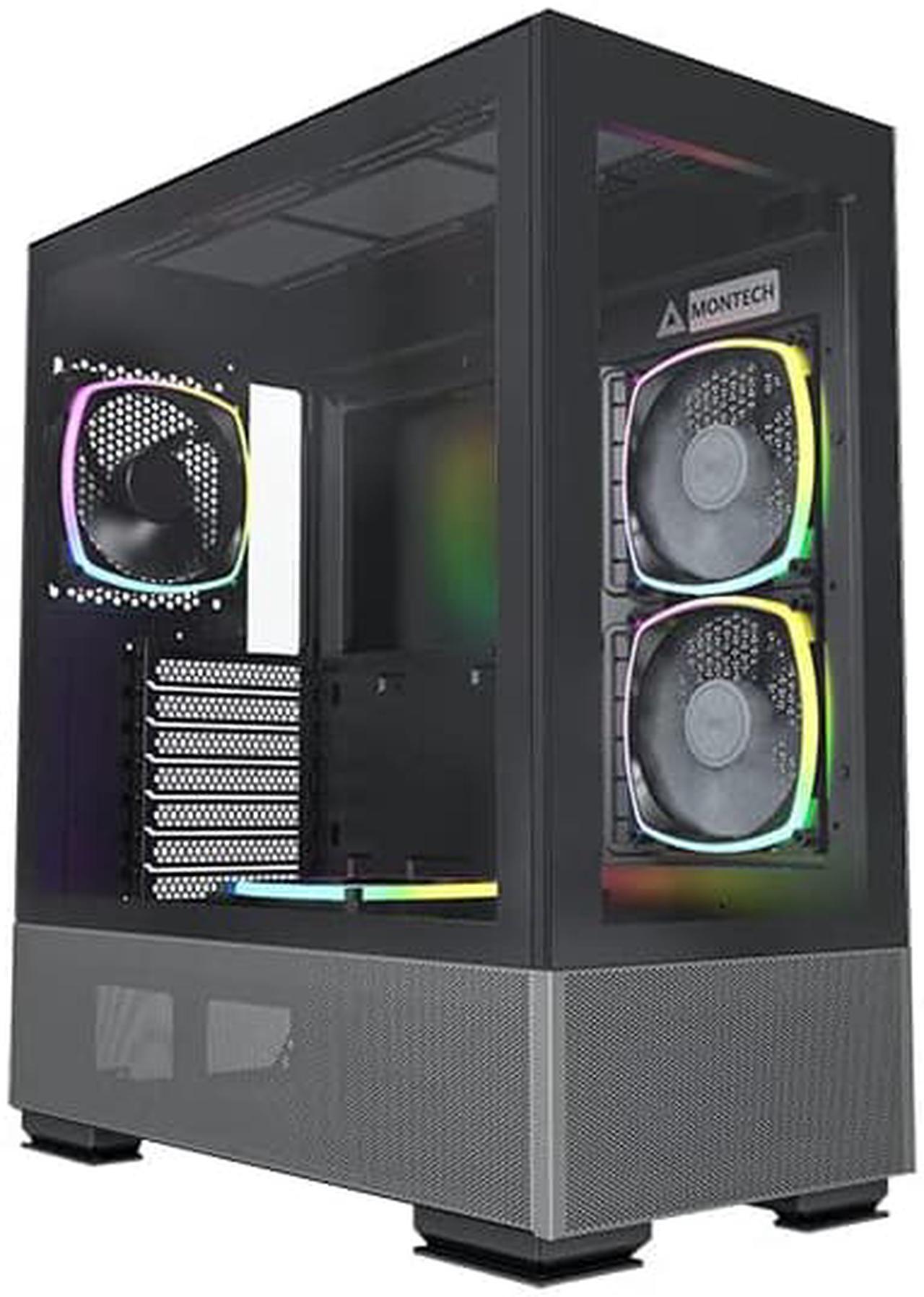 Alt view image 9 of 8 - Montech Sky Two ATX Gaming Mid Tower Computer Case | Dual Tempered Glass | 4X PWM ARGB Fans Pre-Installed | Type C | High Airflow Performance | Black