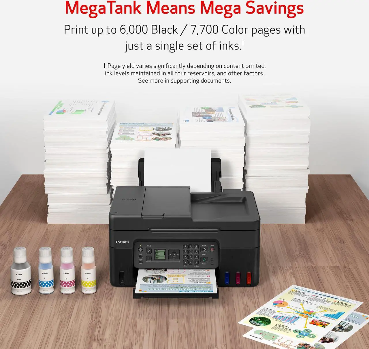 Alt view image 7 of 20 - Canon PIXMA G4270 Wireless MegaTank All-In-One Color Inkjet Printer, Black
