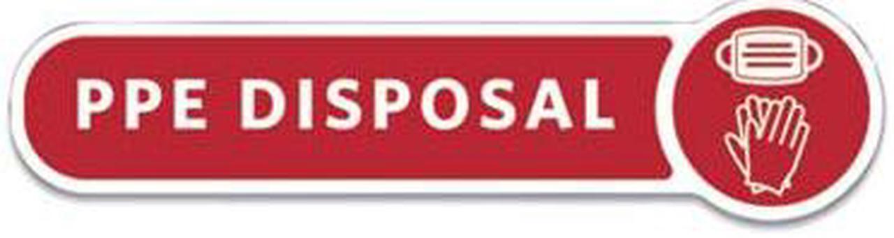 Alt view image 2 of 3 - Rubbermaid Medical Decal, PPE Disposal 10 x 2.5 Red