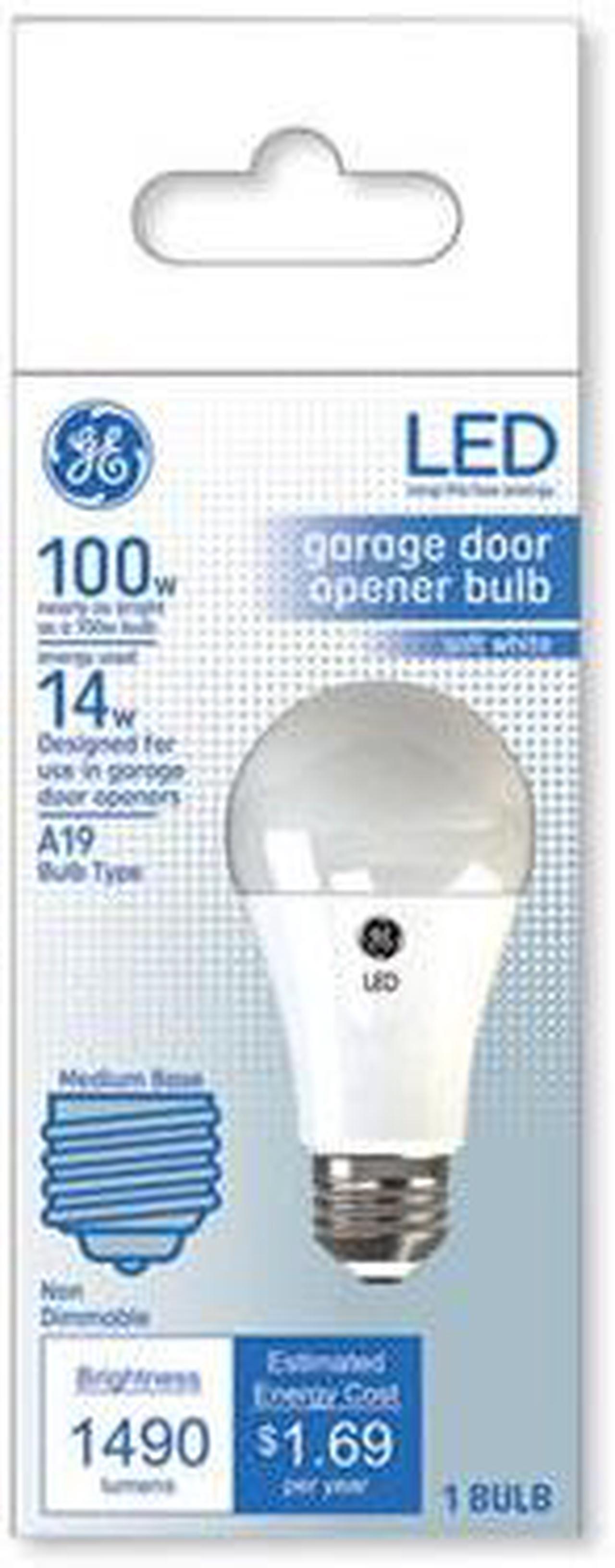 Alt view image 4 of 5 - GE Lighting 93116245 LED A19 Garage Door Opener Bulb, Frosted Soft White, 1490 Lumens, 14-Watts, rough service, heavy duty to withstand vibration