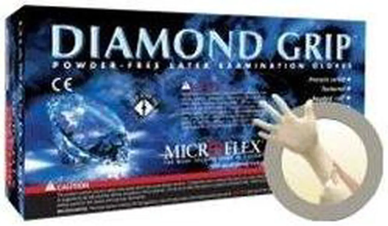 Alt view image 7 of 7 - Diamond Grip Latex Gloves Sm. Small