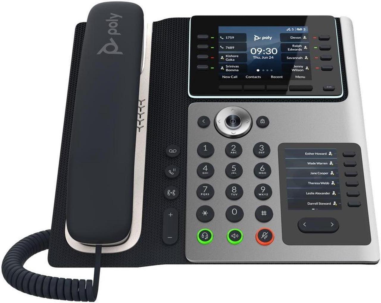 Alt view image 5 of 15 - HP Poly Edge E450 IP Phone Corded/Cordless Wi-Fi, Bluetooth Desktop Black VoIP IEEE 802.11a/b/g/n/ac 2x Network RJ-45 PoE Ports Model 82M90AA