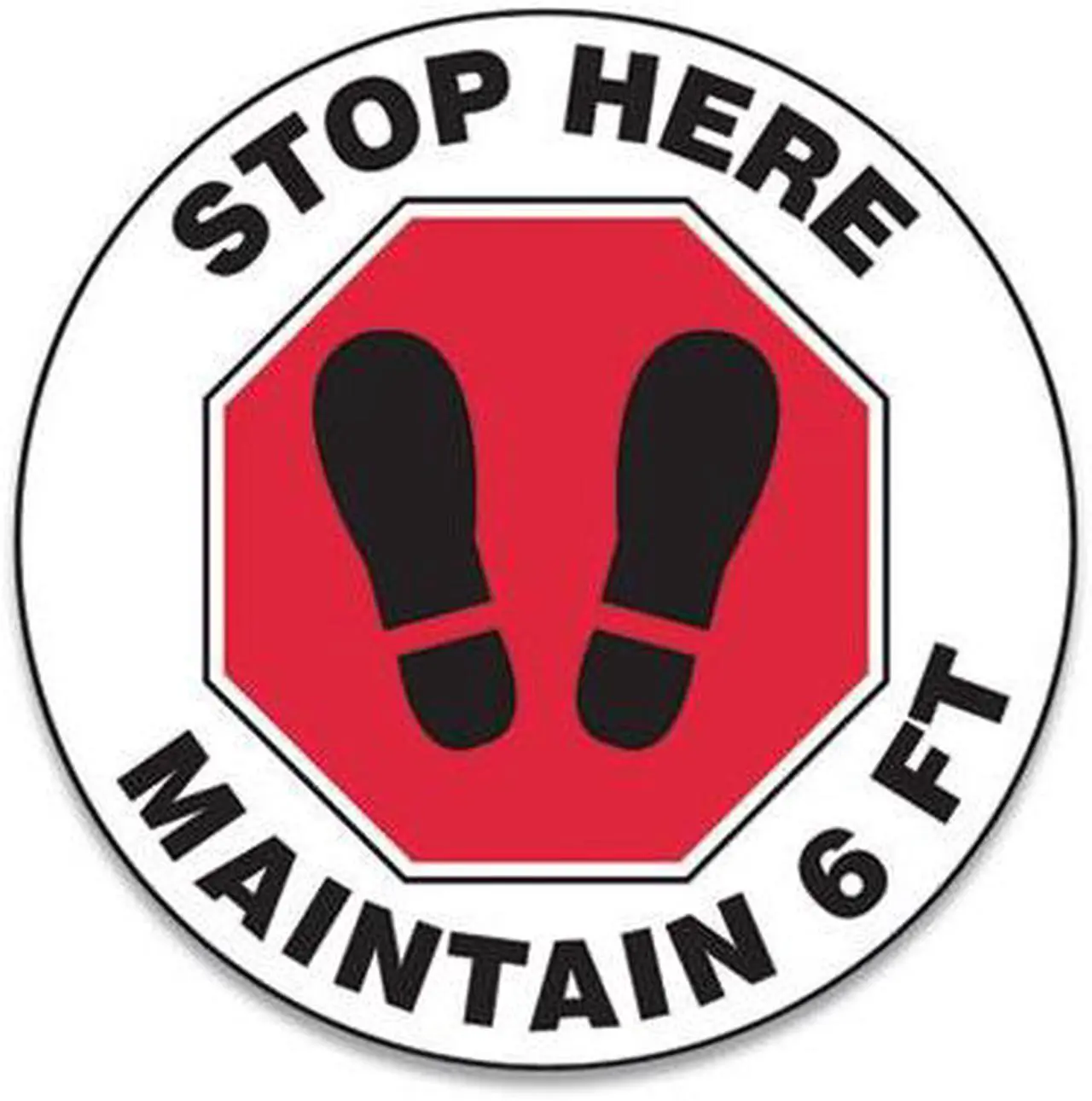 Alt view image 2 of 3 - Slip-Gard 12" Social Distance Floor Signs RedWhite 25pk MFS388ESP