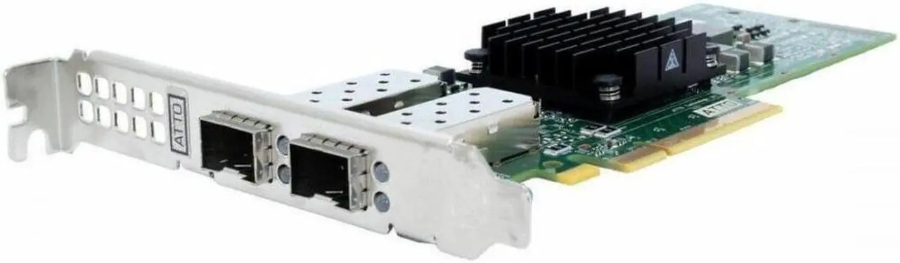 Alt view image 2 of 2 - ATTO FastFrame N4S2 10Gigabit Ethernet Card - PCI Express 3.0 x8 - 2 Port(s) - Optical Fiber - Low Profile Bracket Height - 10GBase-X - SFP+ - Plug-in Card