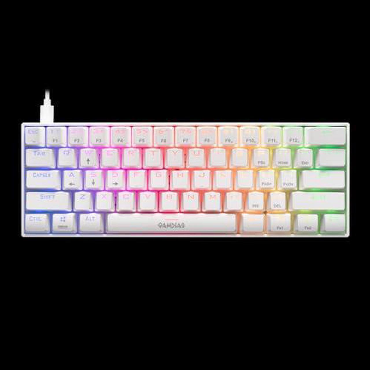 Alt view image 5 of 5 - GAMDIAS 60% Mechanical Keyboard (White) RED switches, USB type-C cable.  HERMES E3